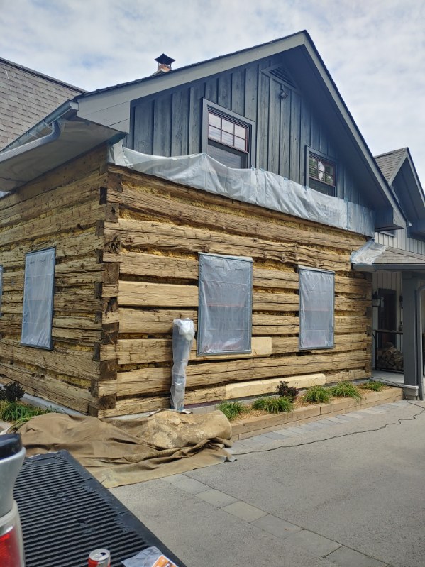 media blasting in progress